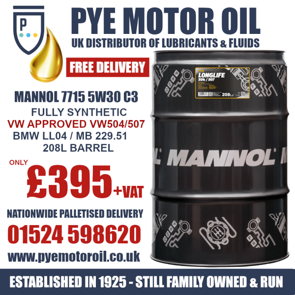 Mannol 7715 Longlife 504/507 5W30 C3 - FREE SHIPPING - 208L Barrel