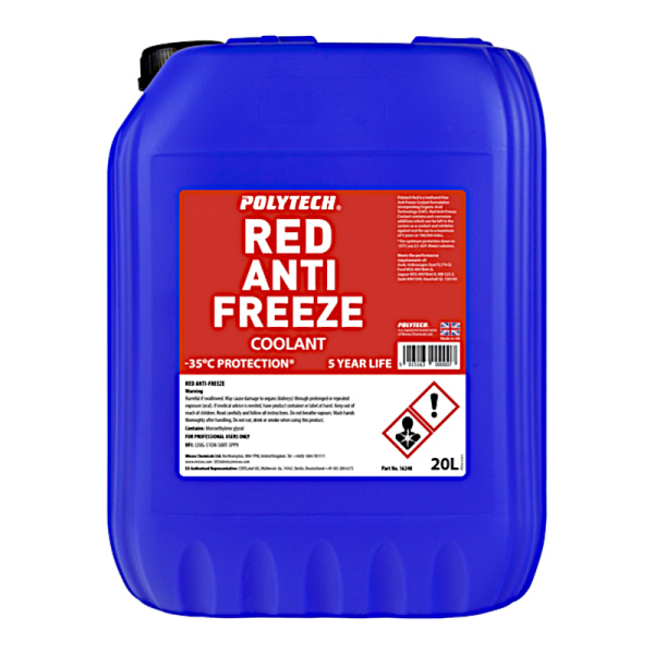Polytech Concentrated Red Antifreeze and Coolant - 1022 - 20L - 5 Yr life