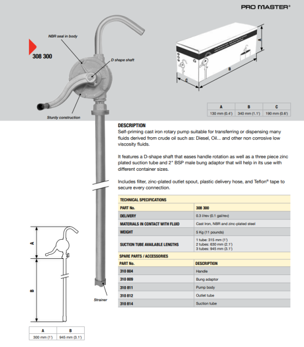 fuchs rotary pump technical info Fuchs Rotary 205L Barrel Hand Pump