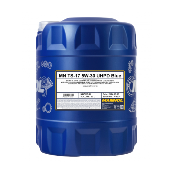 MN7117-20-WEBNEW MANNOL (7117) TS-17 UHPD 5W30 E8-E11 -BLUE - FULLY SYNTHETIC TRUCK OIL - 20L