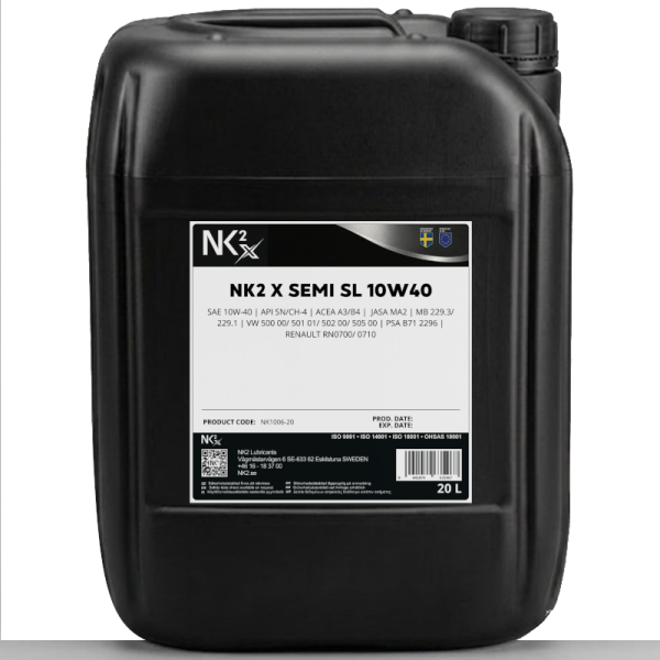 NK7501-20 NK2x (7501) Classic 10W40 A3/B4 - Semi Synthetic - 20L- Swedish Engineering