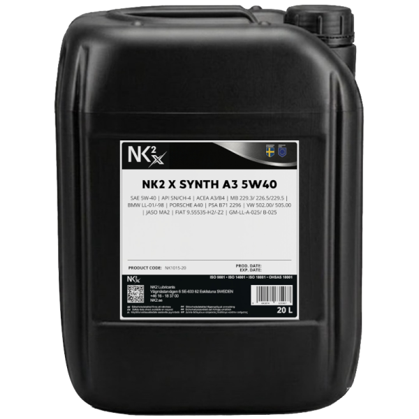 NK7903-20 NK2x (7903) Synth 5W40 A3/B4 - 20L Container- Swedish Engineering